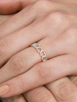 Zavya - Heartfelt Elegance Rhodium Plated 925 Sterling Silver Female Ring