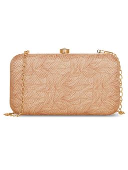 Zouk - Floral Printed Womens Jute Handcrafted Rose Gold Clutch