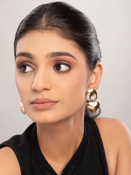 PRITA - Gold Plated Chunky Heart Drop Earrings (M)