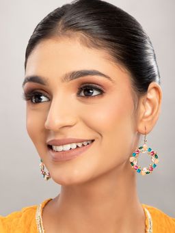 PRITA - Multi Coloured Stone Studded Drop Earrings (M)
