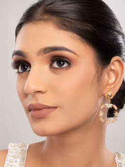 PRITA - Floral Circle Gold Plated Drop Earrings (M)