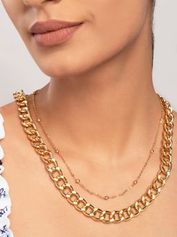 PRITA - Gold Plated Chunky Linked Layered Necklace (M)