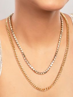 PRITA - Studded Gold Plated Layered Necklace (M)