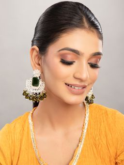 Priyaasi - Multi Coloured Peacock Shaped Minakari Drop Earrings (L)
