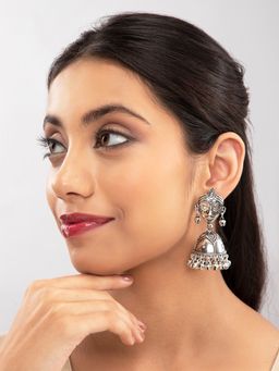 Priyaasi - Oxidised Buddha Dome Shaped Jhumka Earrings (L)