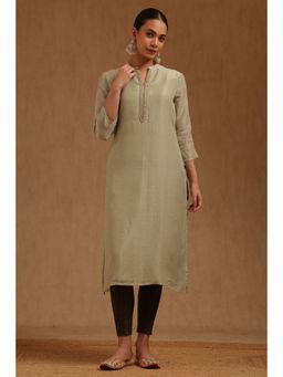 Soch - Women Sap Green Viscose Blend Solid Kurta