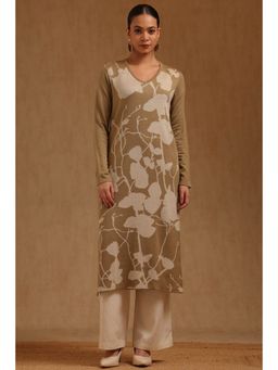 Soch - Women Beige Acrylic Floral Print Kurta