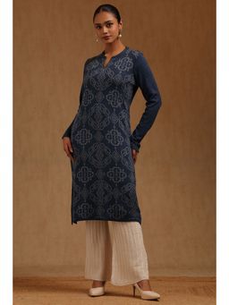 Soch - Women Blue Acrylic Ethnic Motifs Kurta