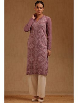 Soch - Women Onion Pink Acrylic Ethnic Motifs Kurta