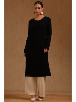 Soch - Women Black Acrylic Knitted Kurta