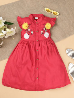 TeenTrums - Girls Pink 3D Flower Dress