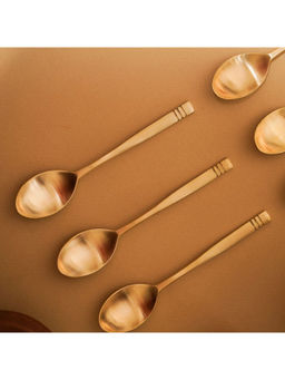 Amalfiee Ceramics - Kansa Premium Brass Gold Spoon set of 6