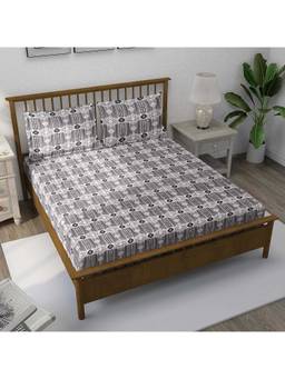 Swayam - Geometric Pure Cotton Double Queen Double Queen Bedsheet With 2 Pillow Covers