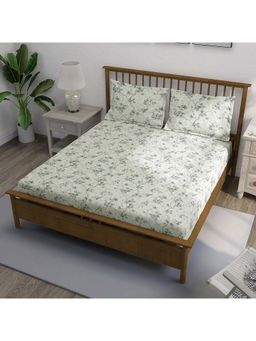 Swayam - Graphic Cotton King Fitted King Fitted Bedsheet With 2 Pillow Covers-Multi-Color