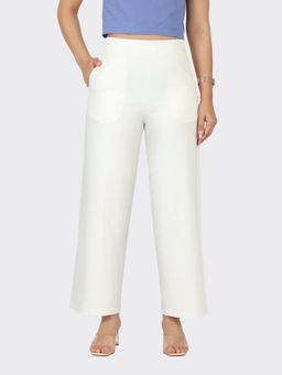 Blissclub - Off White Women Am:Pm Cotton Straight Pants -Tall