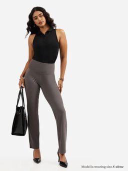 Blissclub - Grey Womens Work-To-Wine Twill Straight Pants - Regular