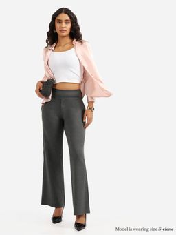 Blissclub - Grey Work-To-Wine Twill Wide Leg Flare Pants - Regular