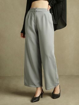DL WOMAN - Grey Woman Straight Fit Wide Leg Trousers