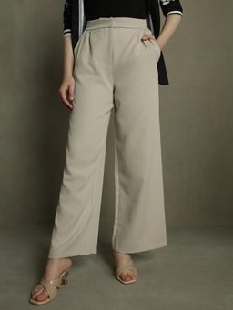 DL WOMAN - Khaki Woman Solid Wide Leg Trousers