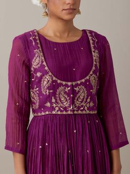 Priya Chaudhary - Purple Kurtas Purple Kurta with Jacket (Set of 2)