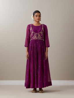 Priya Chaudhary - Purple Kurtas Purple Kurta with Pant and Jacket (Set of 3)