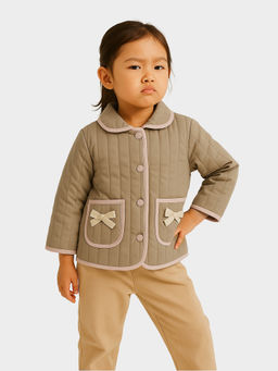 Mi Arcus - Solid Bow Design Patch Pocket Full Sleeve Jacket (12-18 Months)