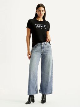 Levi's - Blue Solid/Plain Wide Jeans