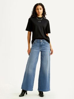 Levi's - Blue Solid/Plain Flared Jeans