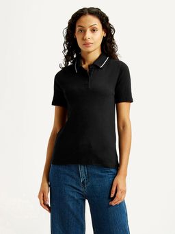 Levi's - Black Textured Half Sleeves Polo T-Shirt