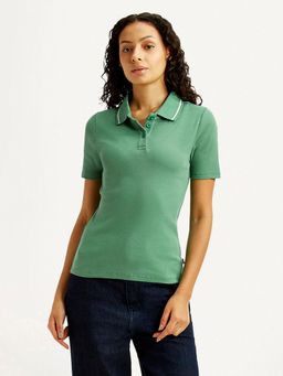 Levi's - Green Textured Half Sleeves Polo T-Shirt