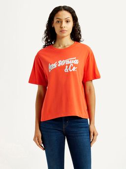 Levi's - Orange Typography Half Sleeves T-Shirt