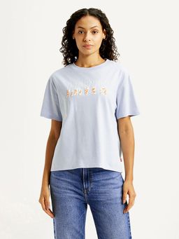 Levi's - Blue Embroidered Half Sleeves T-Shirt