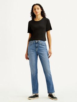 Levi's - Blue Solid/Plain Straight Jeans