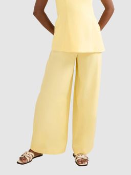 Forever New - Yellow Solid/Plain Straight Casual Pant