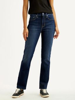 Levi's - Navy Blue Solid/Plain Straight Jeans