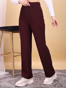 Tikhi Imli - Maroon Stripes Straight Casual Pant