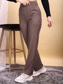 Tikhi Imli - Brown Stripes Straight Casual Pant