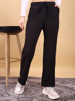Tikhi Imli - Black Solid/Plain Straight Casual Pant