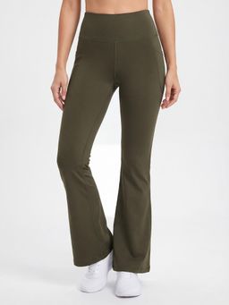 Tikhi Imli - Olive Solid/Plain Flared Casual Pant