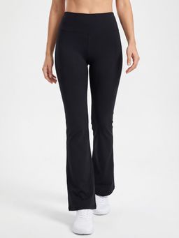 Tikhi Imli - Black Solid/Plain Flared Casual Pant