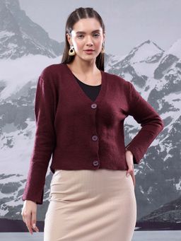 KOTTY - Women Solid V-Neck Stylish Looking Cardigan