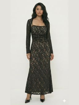 The Clothing Factory - Black Lace Dress With Detachable Cover-Up Shrug