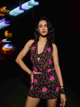 The Clothing Factory - Leopard Rose Cowl Top with Bralette