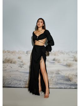 The Clothing Factory - Women Black Cotton Solid Co-Ord Set