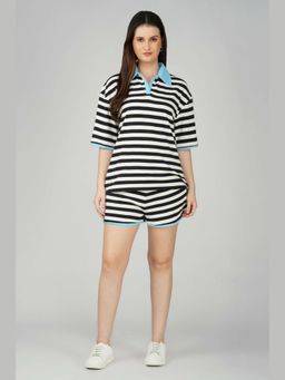 The Clothing Factory - Women Black Pure Cotton Stripes Co-Ord Set