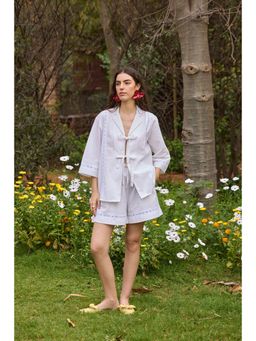 The Clothing Factory - Women White Cotton Flex Embroidered Co-Ord Set