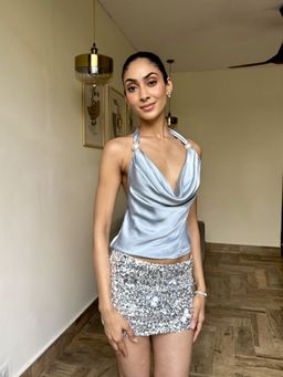 The Clothing Factory - Blue Halter Neck Top