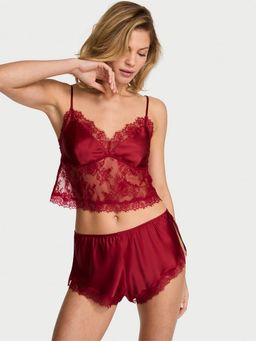 Victoria's Secret - Very Sexy Satin Lace-Trim Camisole with Flutter Shorts