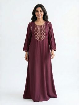 SANAA - Women Floral Embroidered Viscose Loungewear Night Dress