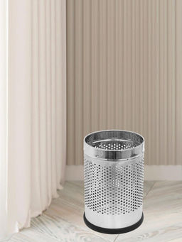 At Home by Nilkamal - Round Stainless Steel Dustbin - 7 L